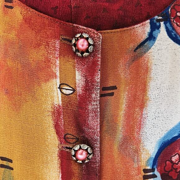 Vintage Dorothy Schoelen Platinum Vest Sz 6 Abstract Artsy Print 90s Made USA - Picture 10 of 13